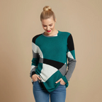 Women's Loose Sweater Geometric Patchwork Design Fashion Grand