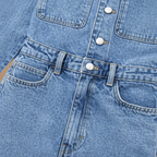 Women’s casual denim jumpsuit with straight legs and long sleeves Fashion Grand