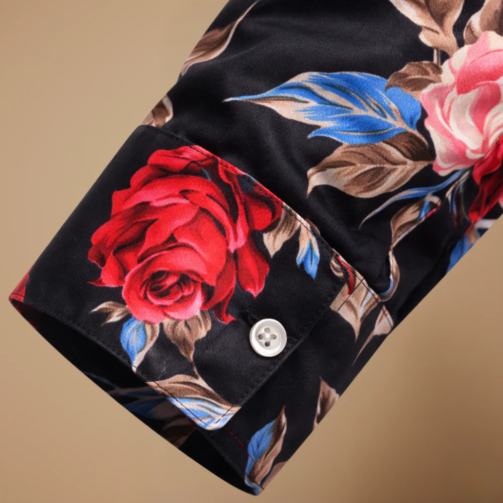 Men's shirt with floral print – long sleeves for a modern casual style Fashion Grand
