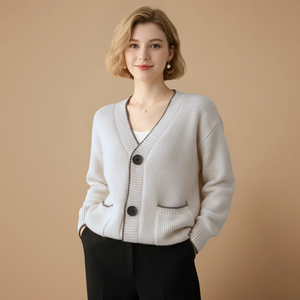 Women's knit cardigan button front layering fit Fashion Grand