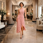 Women’s elegant flowy dress with ruffles and halter neck Fashion Grand