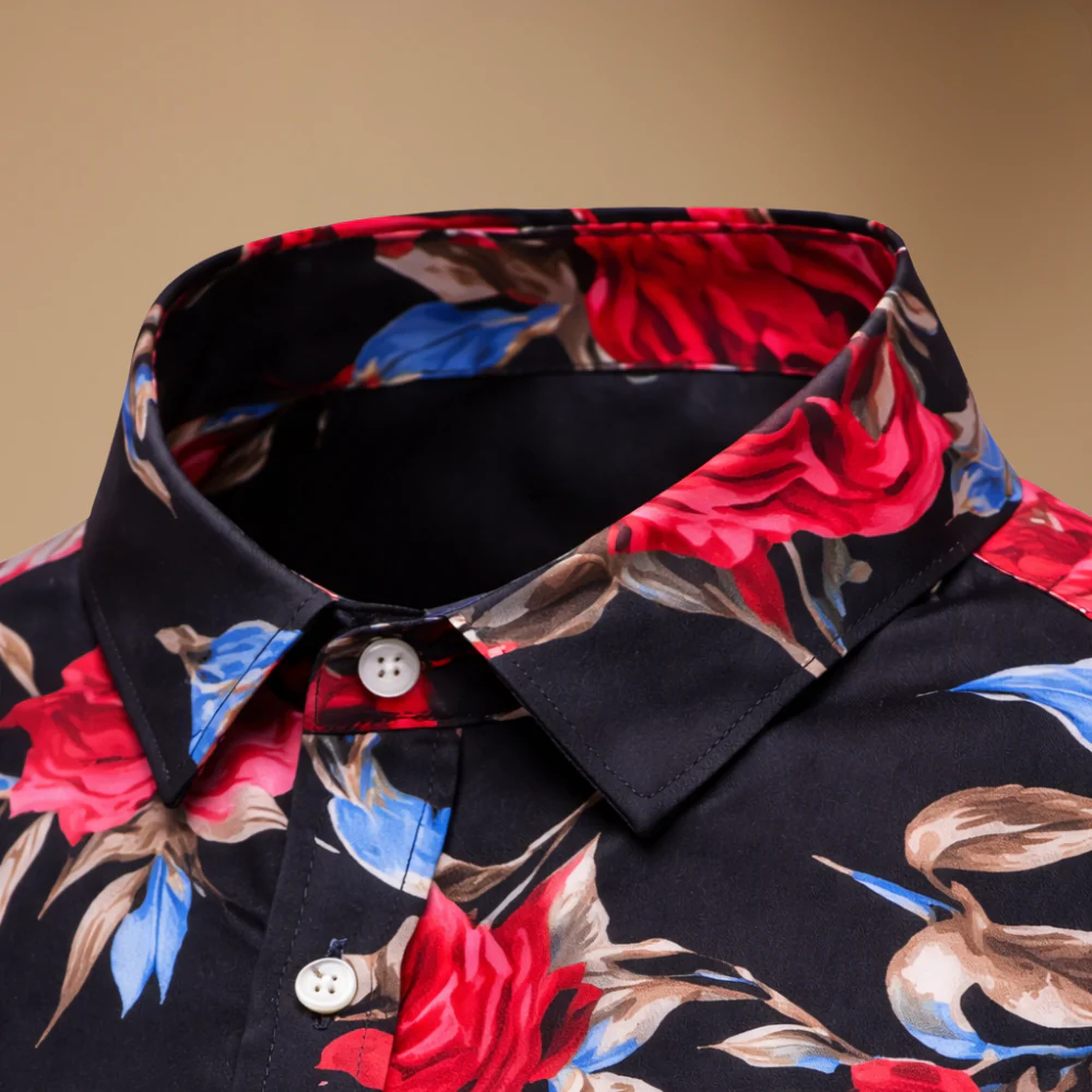 Men's shirt with floral print – long sleeves for a modern casual style Fashion Grand