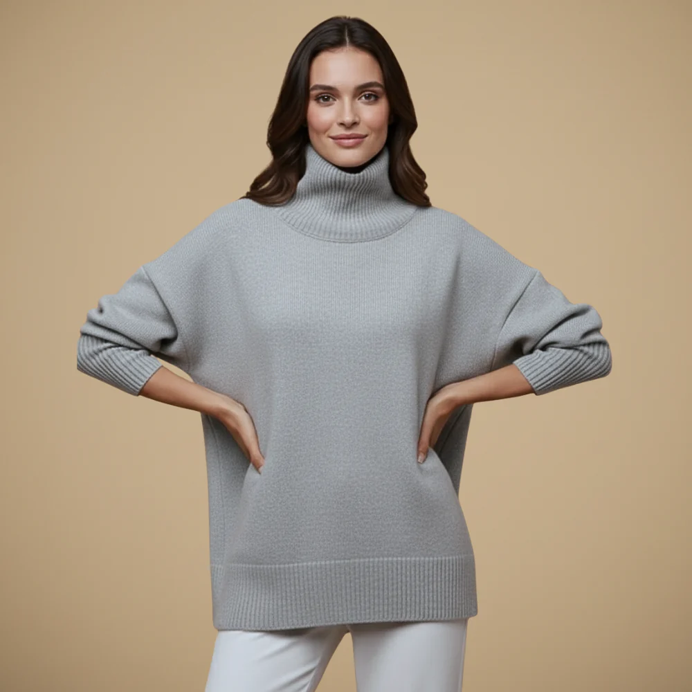 Chunky Knit Oversized High Neck Jumper for Women Fashion Grand