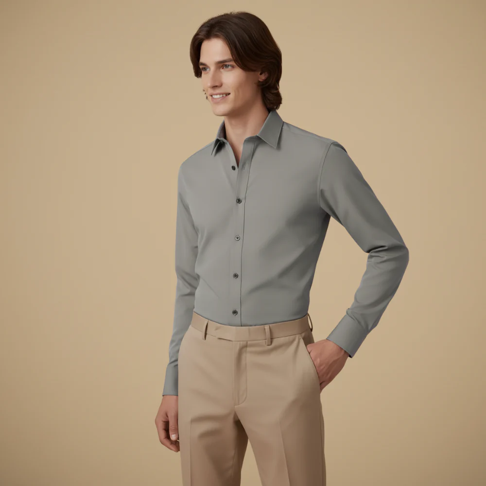 Men's Long Sleeve Button-Down Wrinkle-Free Shirt Fashion Grand