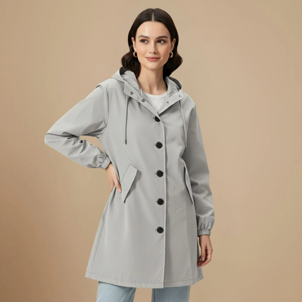 Women's Drawstring Hood Loose Fit Casual Jacket Fashion Grand