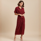 Women's Midi Dress with Waist Tie Fashion Grand