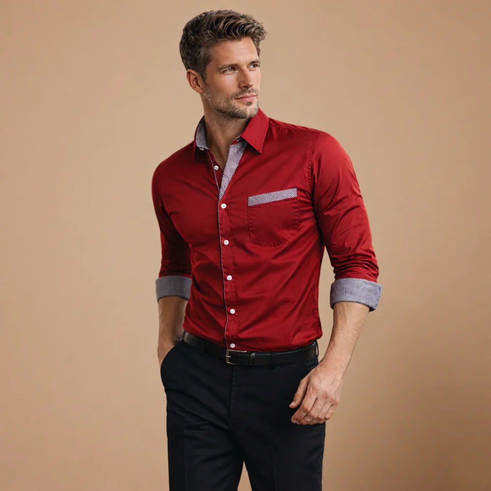 Men’s slim fit long sleeve shirt for casual wear and refined style Fashion Grand