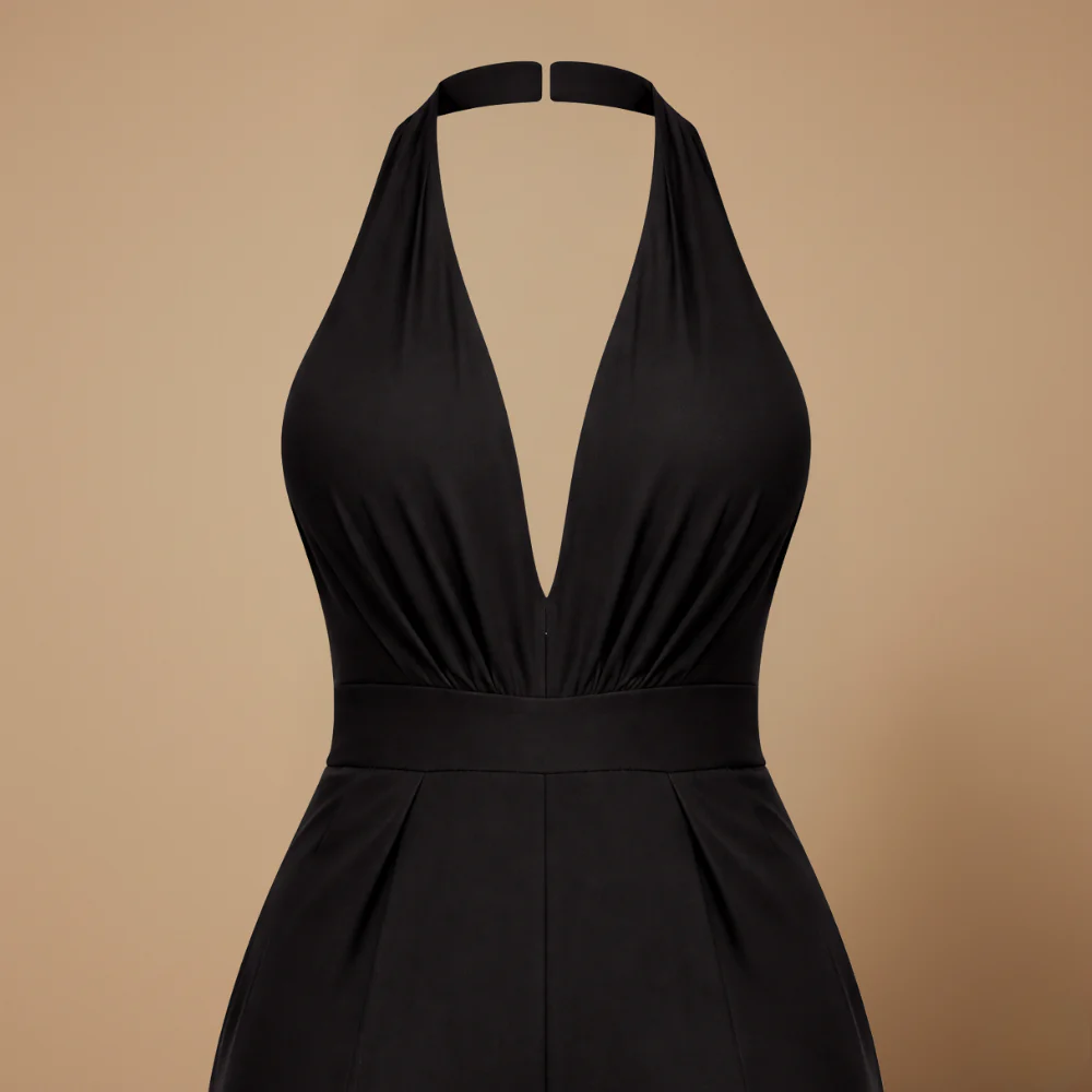 Women’s casual wide-leg jumpsuit with halter back Fashion Grand