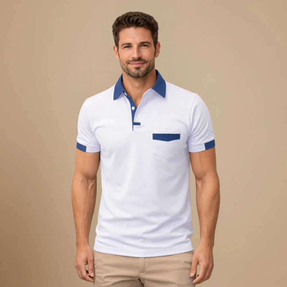 Men's short-sleeved polo shirt with slim fit and refined look Fashion Grand