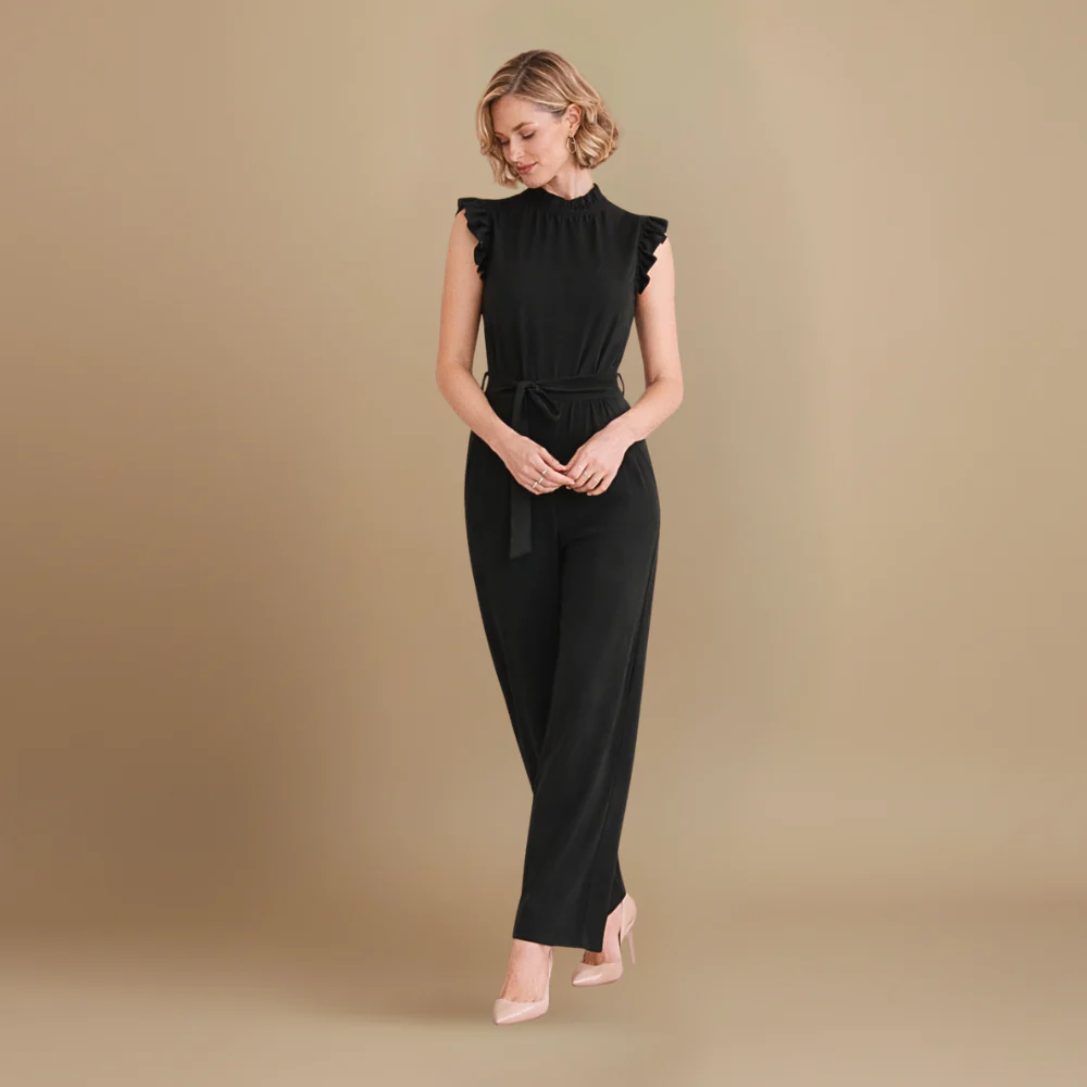 Women’s elegant sleeveless jumpsuit with waist belt Fashion Grand