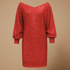 Women’s evening dress with sequins and elbow-length sleeves Fashion Grand