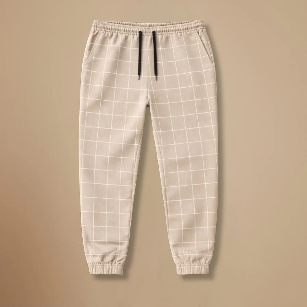 Men’s casual slim fit checkered sweatpants Fashion Grand