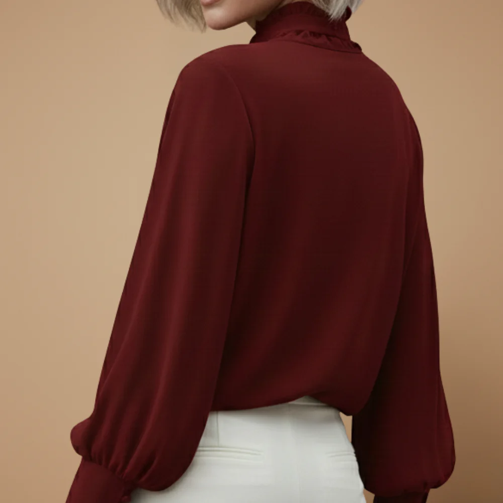 Women's tie neck bow blouse long sleeve casual Fashion Grand