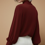 Women's tie neck bow blouse long sleeve casual Fashion Grand