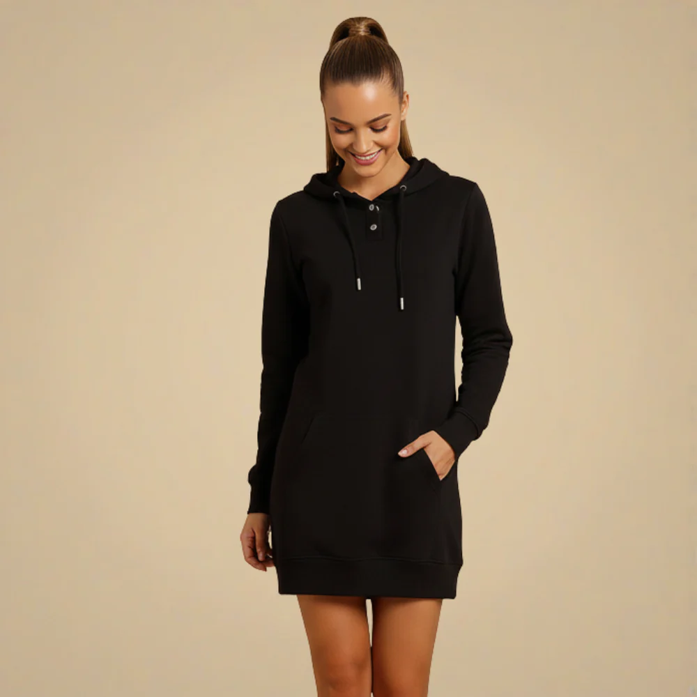 Women’s hooded mini dress long sleeve casual relaxed fit Fashion Grand