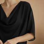 Women's loose fit blouse with mid sleeves and elegant neckline Fashion Grand