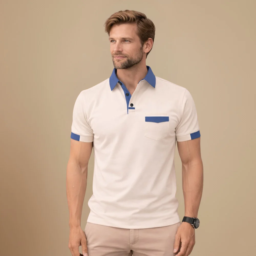 Men's short-sleeved polo shirt with slim fit and refined look Fashion Grand