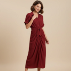 Women's Midi Dress with Waist Tie Fashion Grand