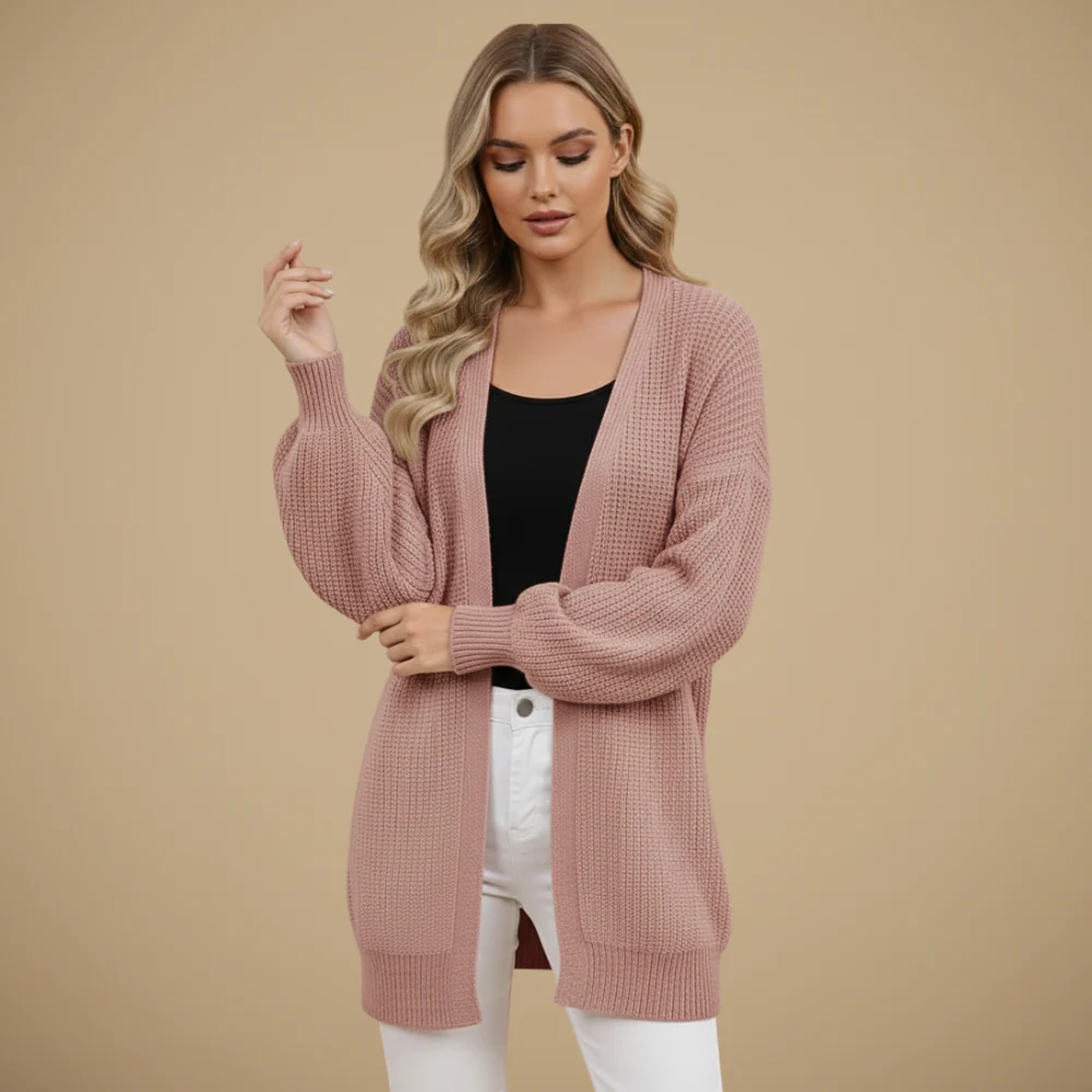 Women Chunky Knit Balloon Sleeve Open Cardigan Fashion Grand
