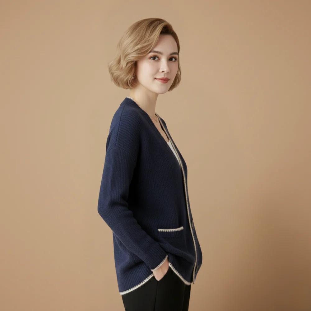 Women's knit cardigan button front layering fit Fashion Grand