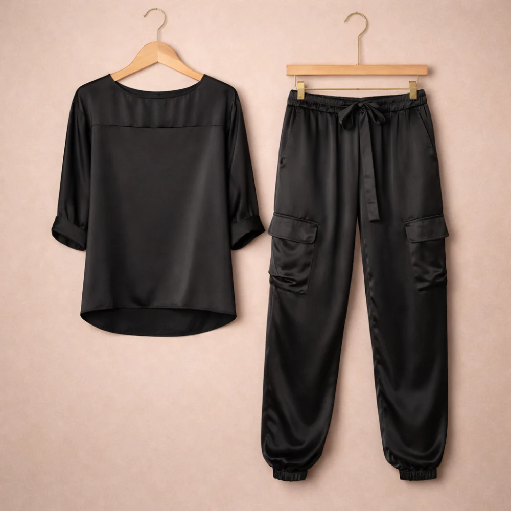 Women’s relaxed set with long-sleeved top and loose-fit pants Fashion Grand