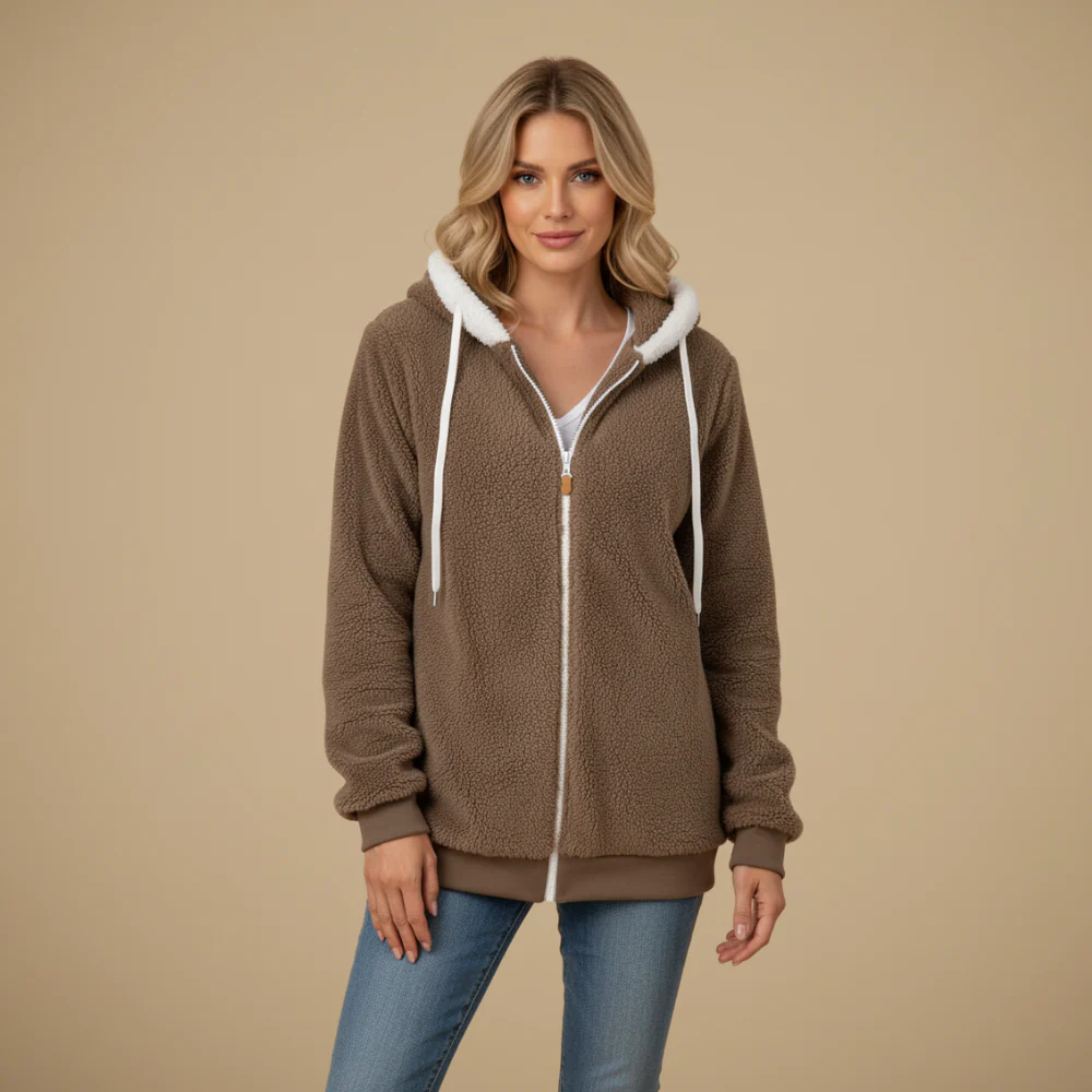 Women's Warm Fuzzy Zip Hoodie Fashion Grand