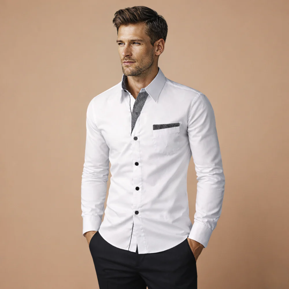 Men’s slim fit long sleeve shirt for casual wear and refined style Fashion Grand