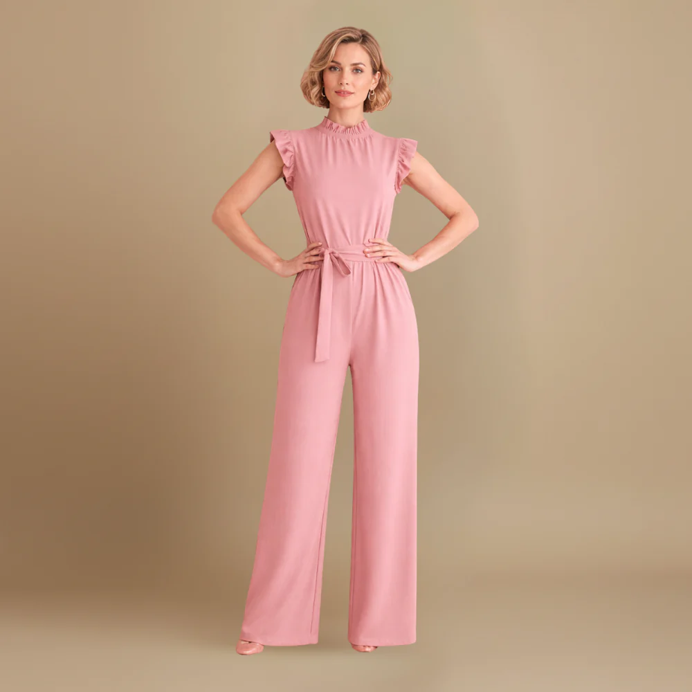 Women’s elegant sleeveless jumpsuit with waist belt Fashion Grand