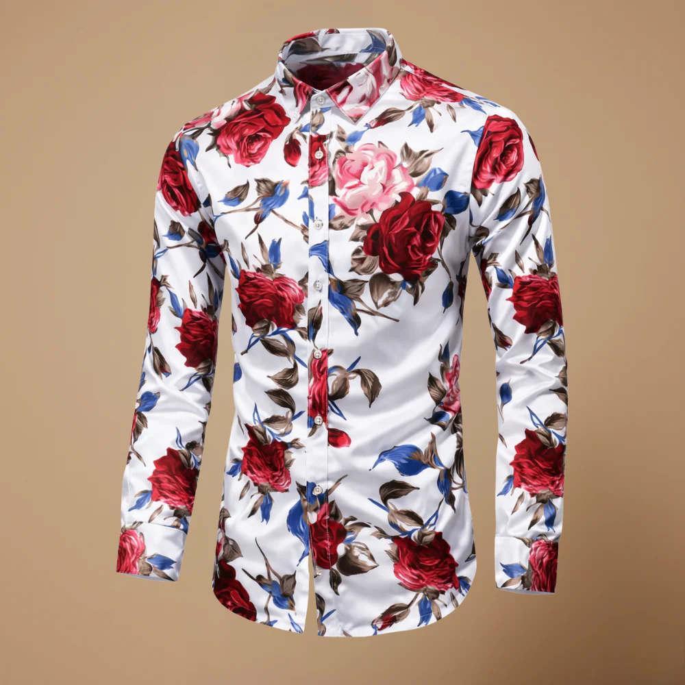 Men's shirt with floral print – long sleeves for a modern casual style Fashion Grand