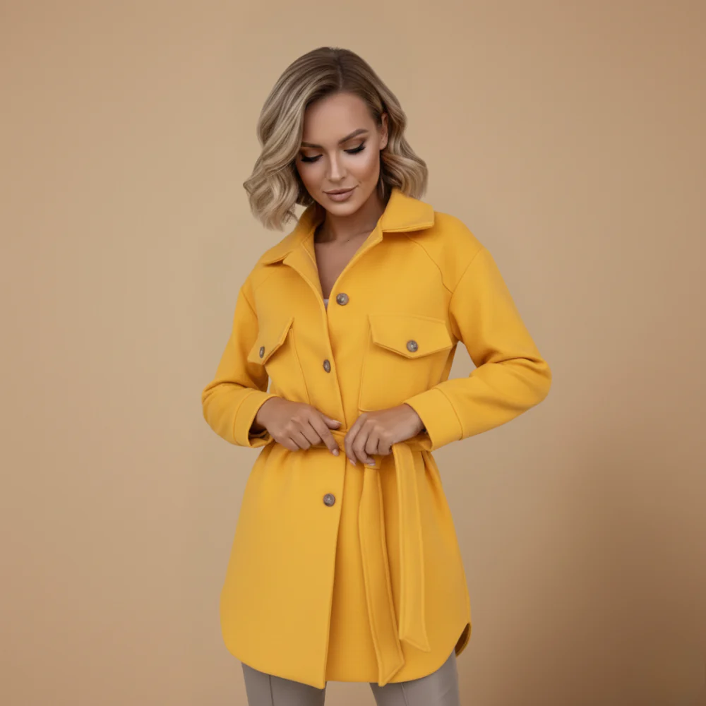 Women's long sleeve jacket button front outer layer Fashion Grand