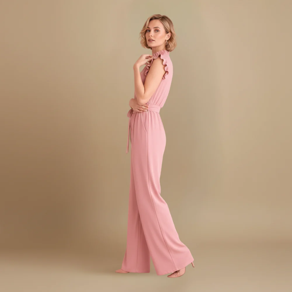 Women’s elegant sleeveless jumpsuit with waist belt Fashion Grand