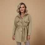 Women's long sleeve jacket button front outer layer Fashion Grand