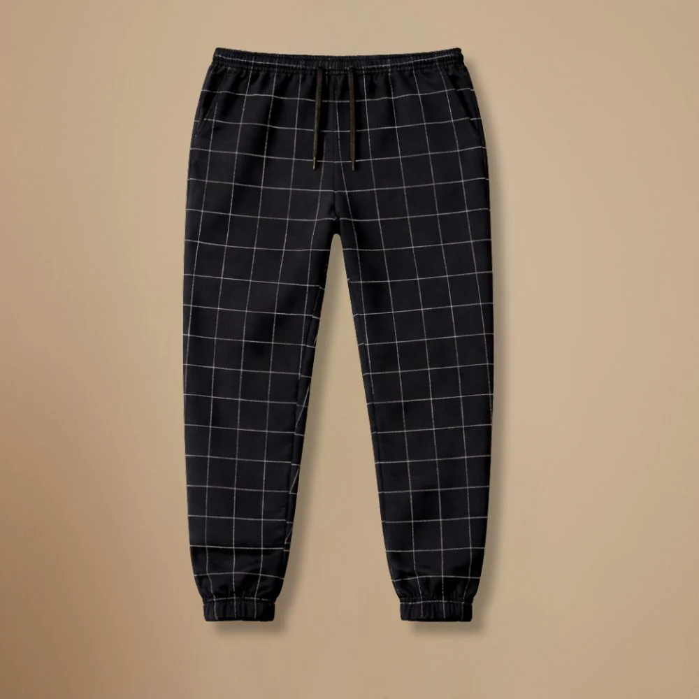 Men’s casual slim fit checkered sweatpants Fashion Grand