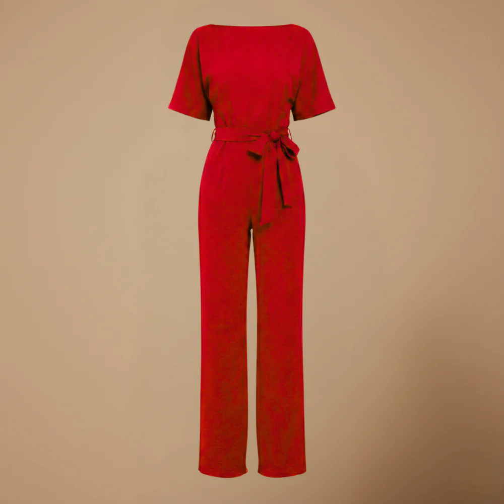 Women's casual relaxed fit wide leg jumpsuit with tie waist Fashion Grand