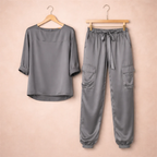 Women’s relaxed set with long-sleeved top and loose-fit pants Fashion Grand