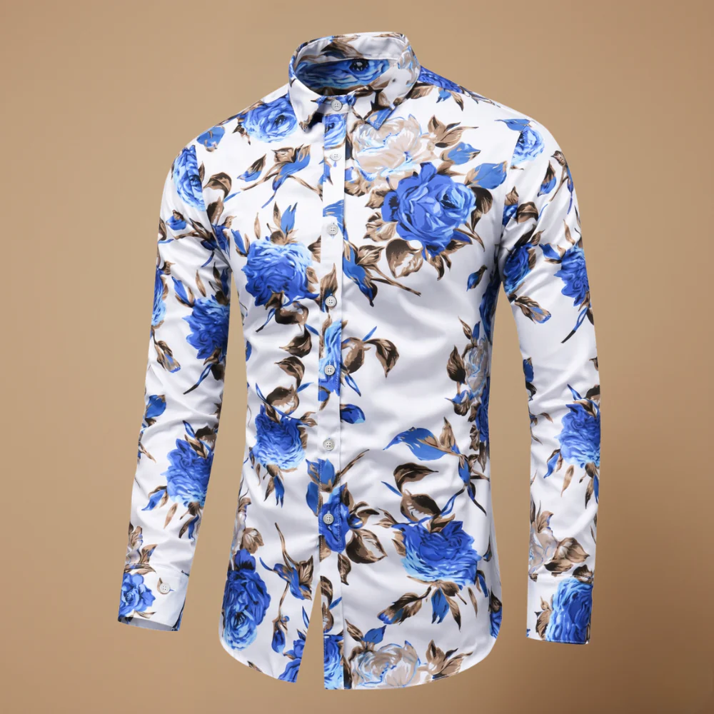Men's shirt with floral print – long sleeves for a modern casual style Fashion Grand