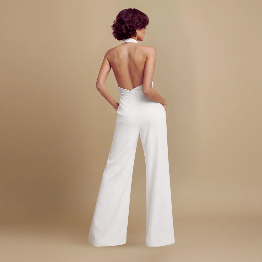 Women’s casual wide-leg jumpsuit with halter back Fashion Grand