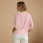 Women's loose fit blouse with mid sleeves and elegant neckline Fashion Grand