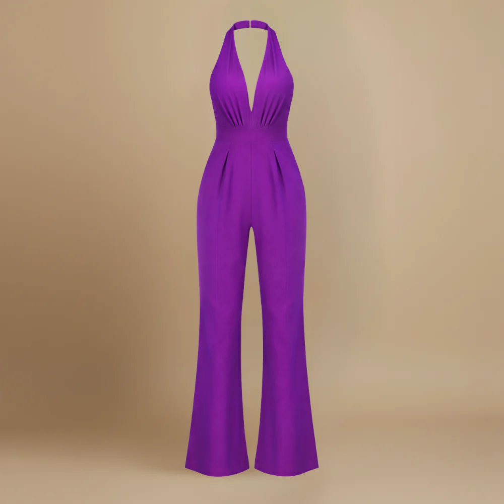 Women’s casual wide-leg jumpsuit with halter back Fashion Grand
