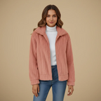 Women's Soft Lapel Zip Front Winter Jacket Fashion Grand