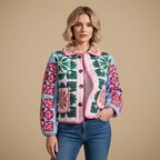 Women's Quilted Jacket with Floral Print Fashion Grand