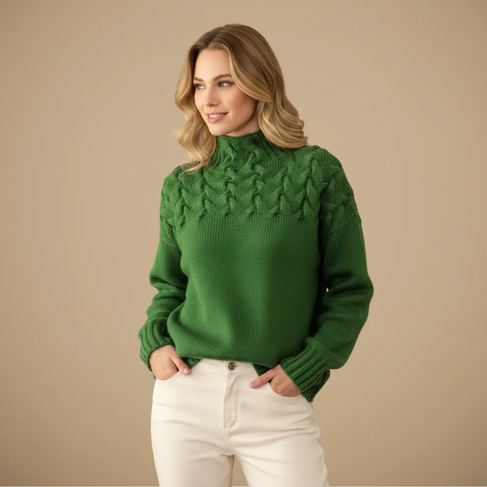 Women's Turtleneck Warm Cable Knit Jumper Fashion Grand