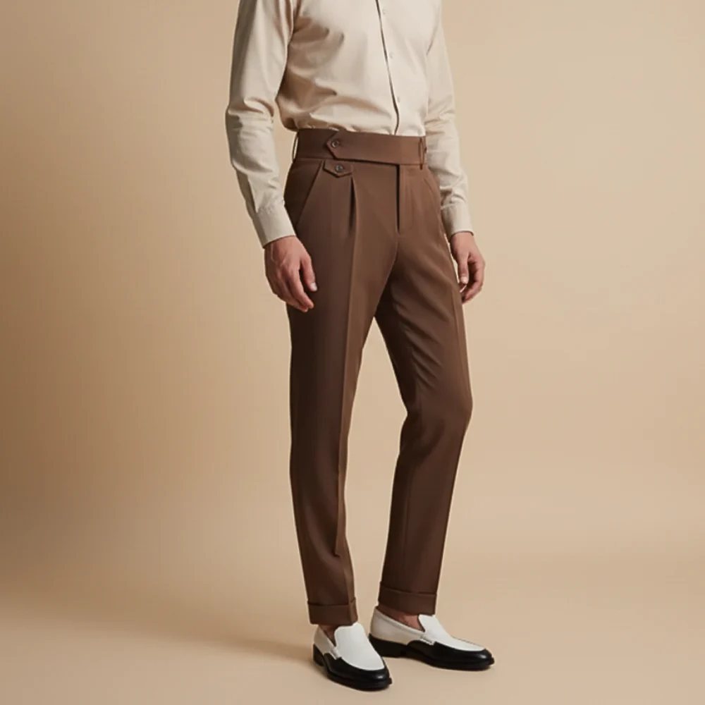 Men's Formal High Rise Straight Trousers Fashion Grand
