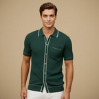 Men's Button Up Knitted Polo Shirt Fashion Grand