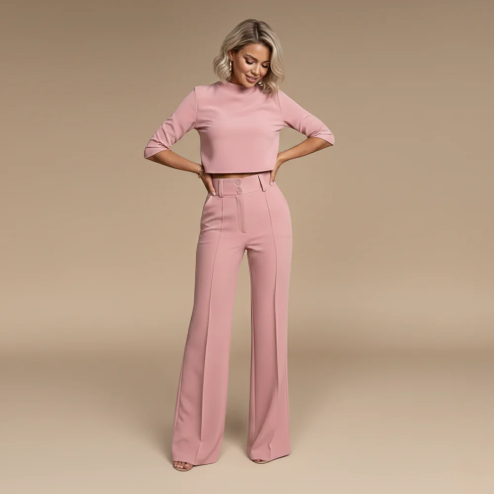 Women's Elegant Crop Top Wide Leg Co-ord Fashion Grand