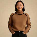 Women's Knitted Turtleneck Sweater with Contrast Trim Fashion Grand