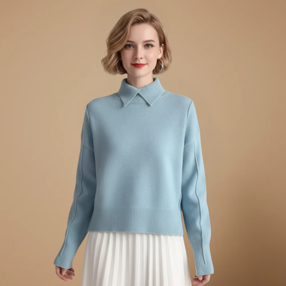 Women's collared long sleeve knitted pullover sweater