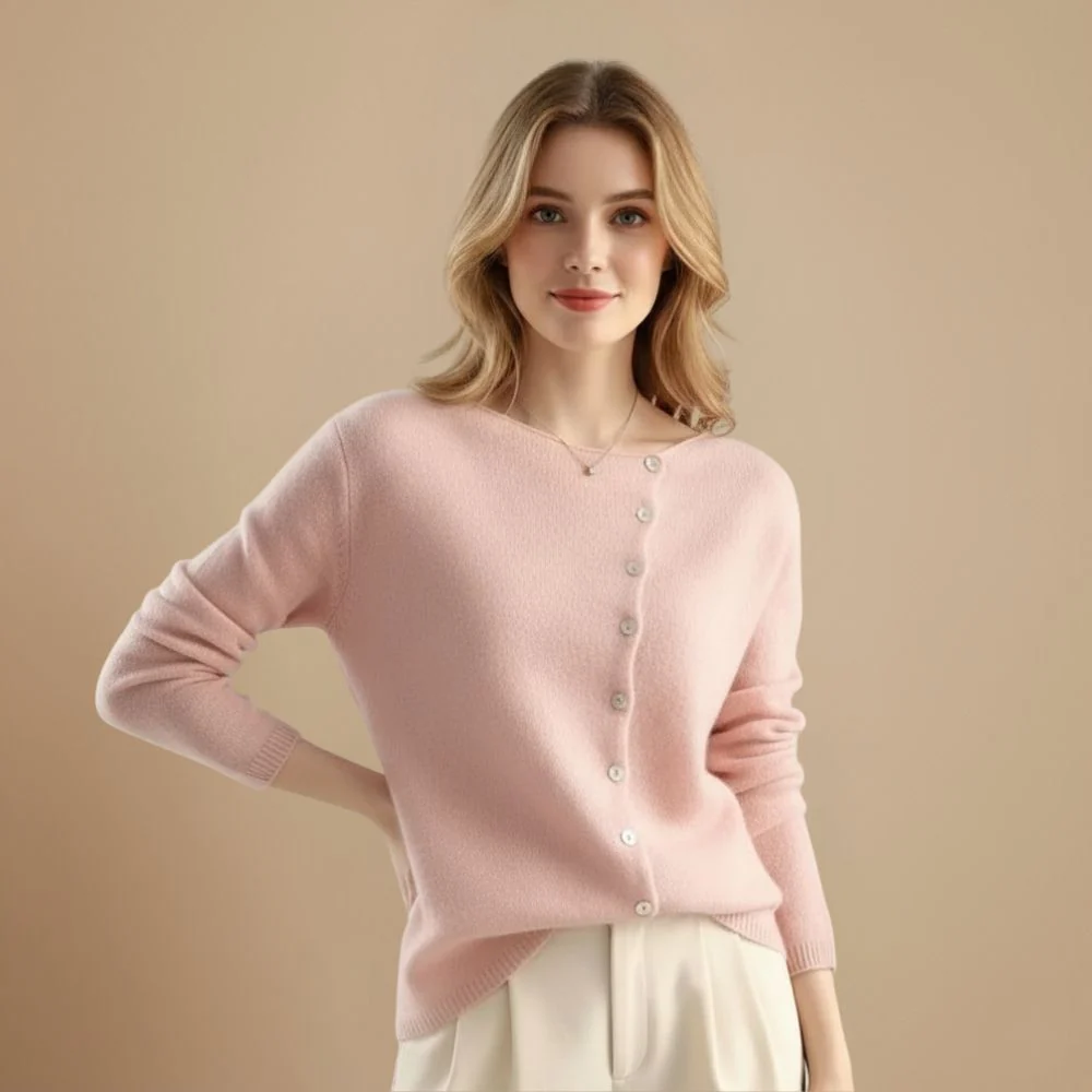 Ladies Fine Knit Long Sleeve Button Front Cardigan Fashion Grand