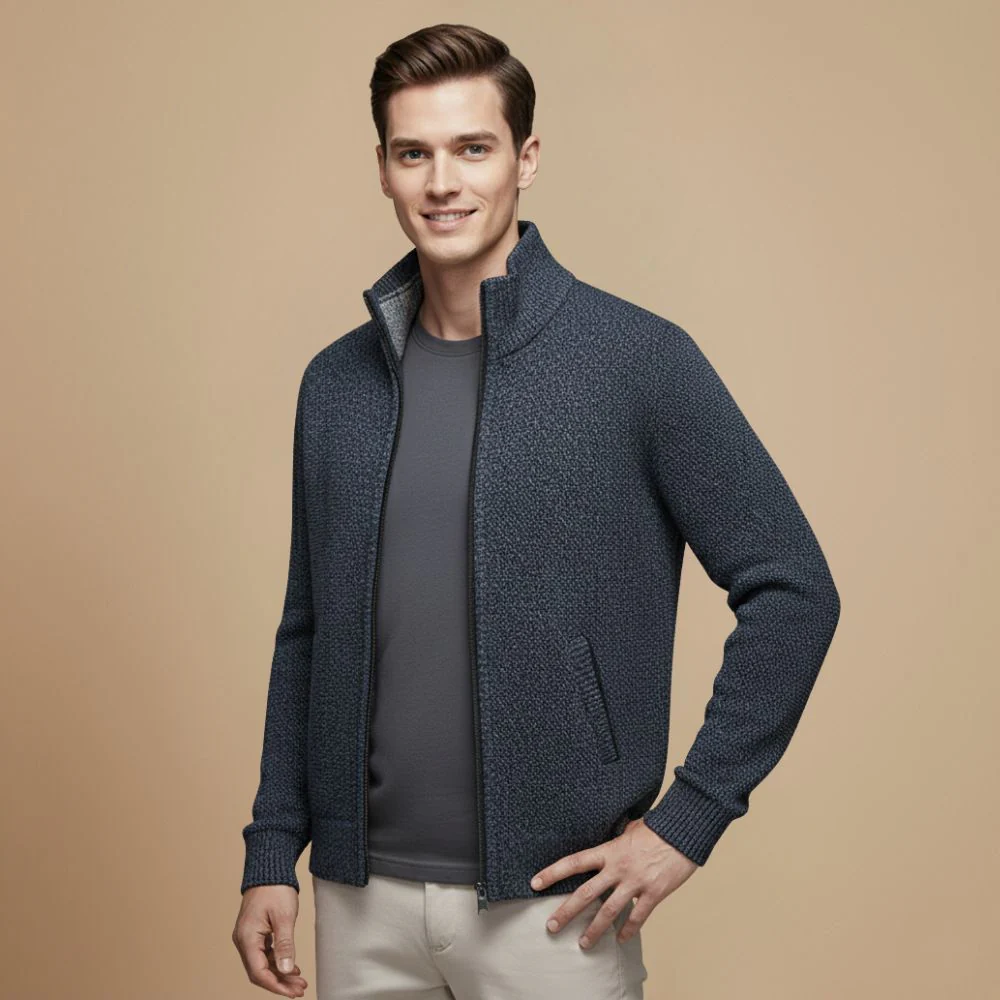 Men's Thick Knit Full Zip Sweater Fashion Grand