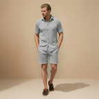 Men's Textured Shirt Shorts Two Piece Outfit Fashion Grand